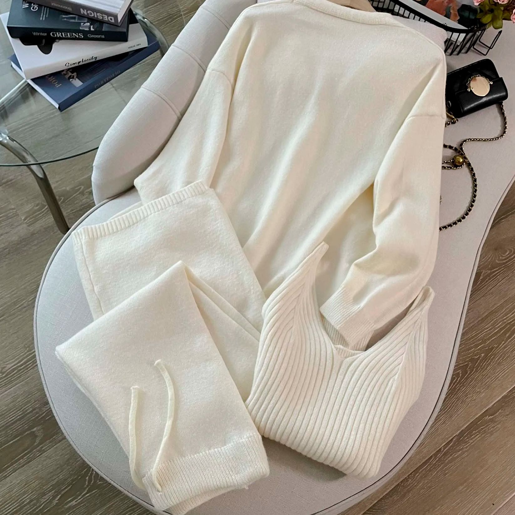 Women Knitted 3 Piece Suit Swe - огляд і ціна Winter Clothing Matching
