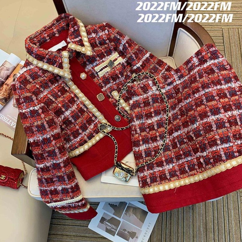 Women Elegant Tweed Red Suit J - огляд і ціна Winter Clothing Matching