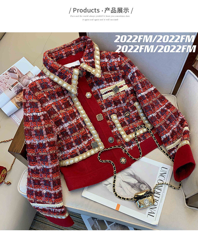 Women Elegant Tweed Red Suit J - огляд і ціна Winter Clothing Matching